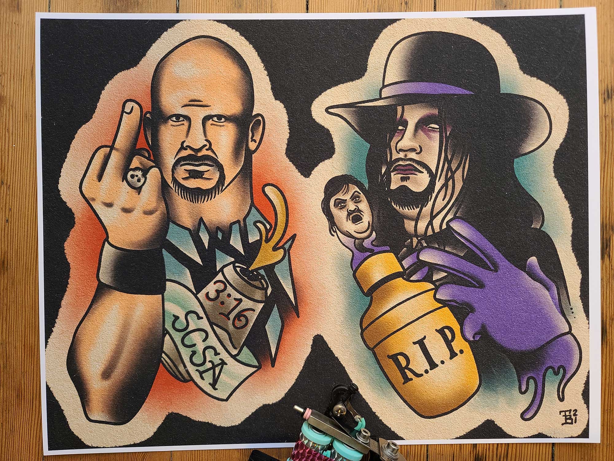 Stone Cold Steve Austin and the Undertaker Wrestling Tattoo  Etsy