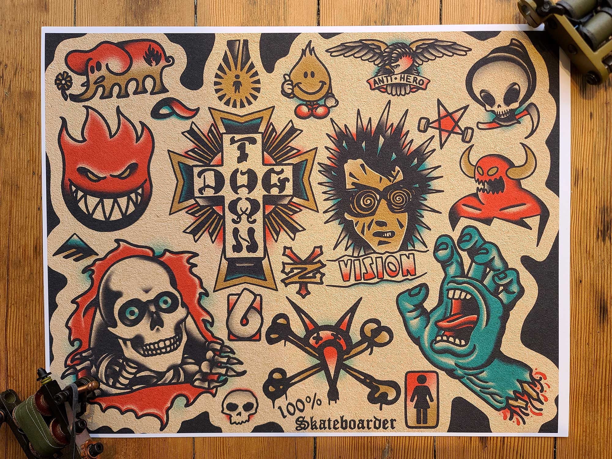 Skater Tattoo Flash - Etsy