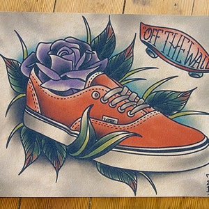 Vans Skate Shoe Tattoo Flash Print