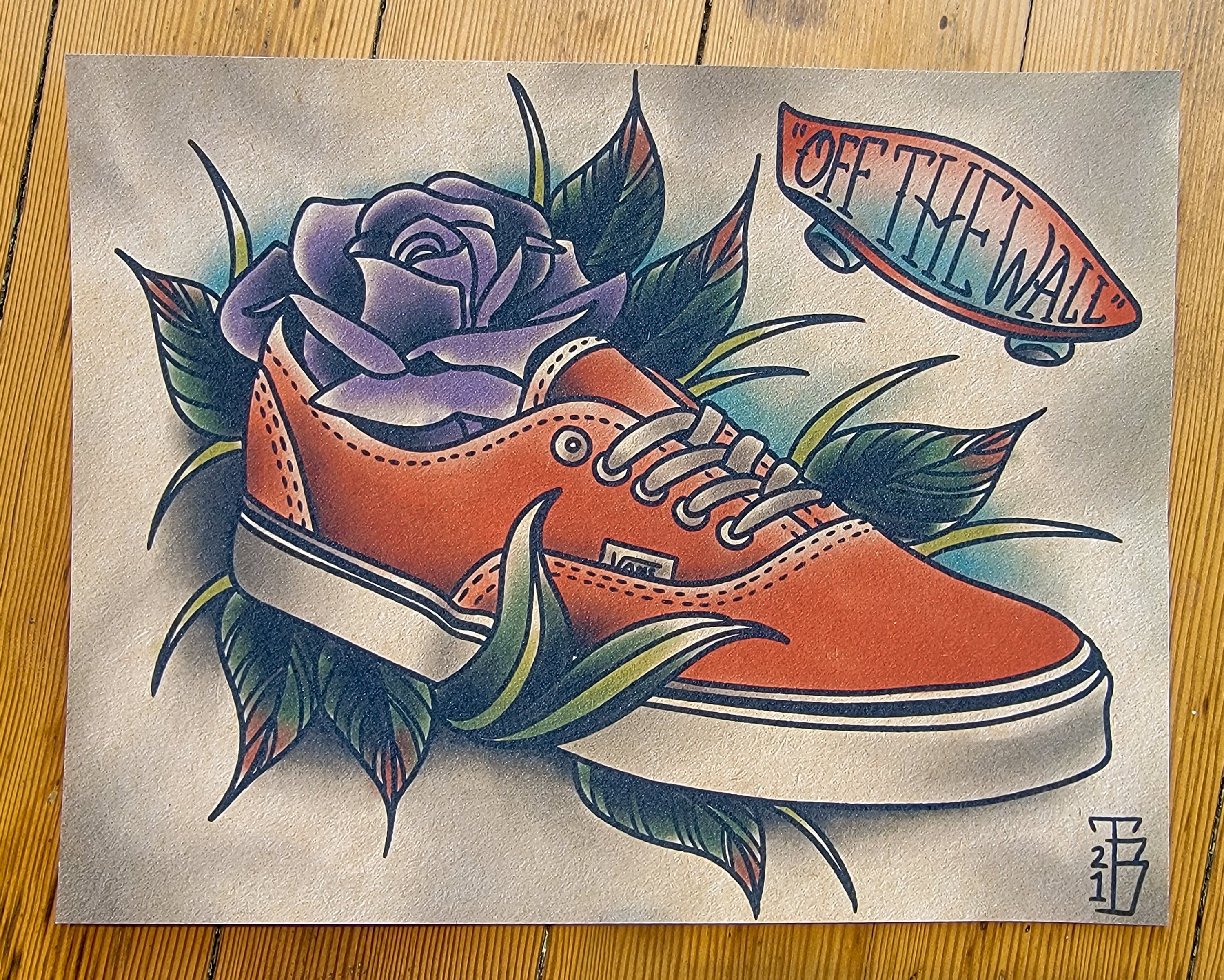 Vans Skateboard Shoe Tattoo Flash Print - Etsy Singapore