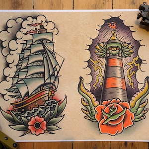 Nautical Tattoo Flash Sheet