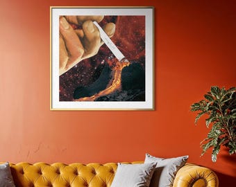 Ignite: Impresión de collage surrealista, póster giclée mate de bellas artes.