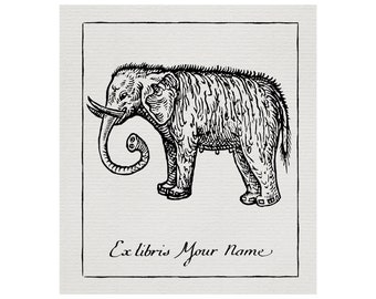 Aangepaste olifant Ex-Libris - graveerstijl uit de 17e en 18e eeuw - barok - 17e 18e eeuw - exlibris - exlibris