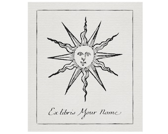 Aangepaste Sun Ex-Libris - graveerstijl uit de 17e en 18e eeuw - barok - 17e 18e eeuw - exlibris - Royalcore - De zonnekoning