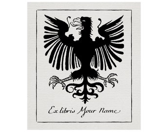 Aangepaste Black Eagle Ex-Libris - graveerstijl uit de 17e en 18e eeuw - barok - 17e 18e eeuw - exlibris - Pruisen - Duitsland