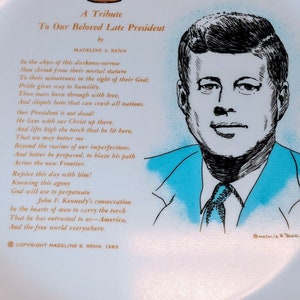 President Kennedy - Our Beloved President collector plastic plate with poem