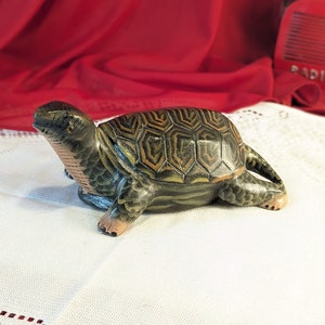 Hand Painted Wood Turtle Figurine Made In The Peoples Republic Of China Exportware Souvenir Tortoise Figure Larger Turtle Decoration