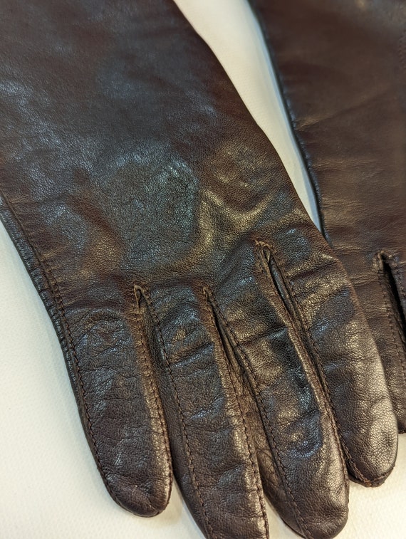 Ladies Leather Gloves Vintage Espresso Brown Soft Lea… Gem
