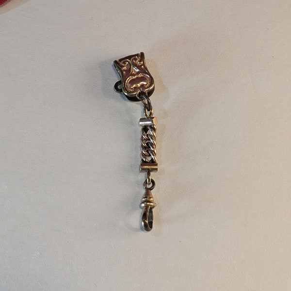 Ancienne montre édouardienne avec chaîne, clip pour montre de poche ou gilet, clip pour montre, fermoir à fermoir rempli d'or Lanière JMF & Co AT6908