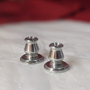 miniature Dollhouse candle stick holders, turned metal doll house tableware accessories candle holders