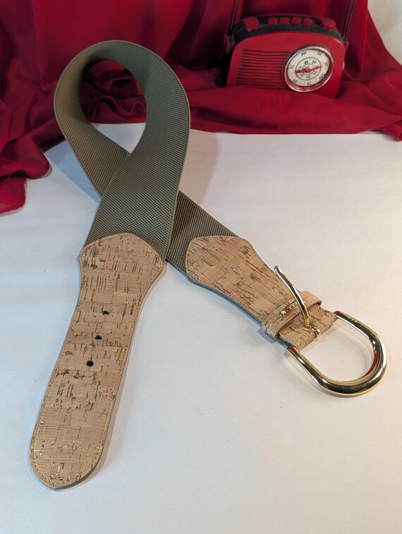 Ralph Lauren RLL Gold Tone and Cork Stretchy Designer Belt  display picture 1