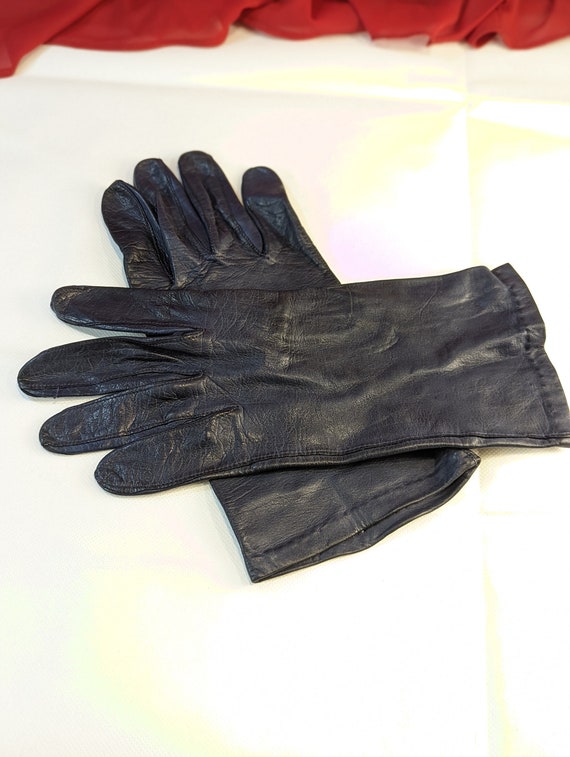 Navy Blue Ladies Leather Gloves Formal Winter Unlined… Gem