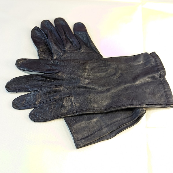 Navy Blue Ladies Leather Gloves Formal Winter Unlined Soft Leather Ladies Accessory