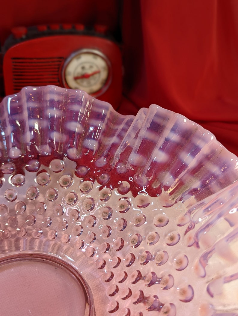 Fenton Art Glass Bowl Hobnail Cranberry Opalescent 10" Flared Double ...