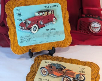 Old Timers Calendar Toppers 2 piece set 15 & 26 Cardboard Automotive Collectible Wall Decor No Calendar Vintage Car Images