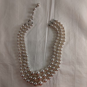 costume jewelry Faux pearl triple string necklace, 14&quot; Costume Jewelry
