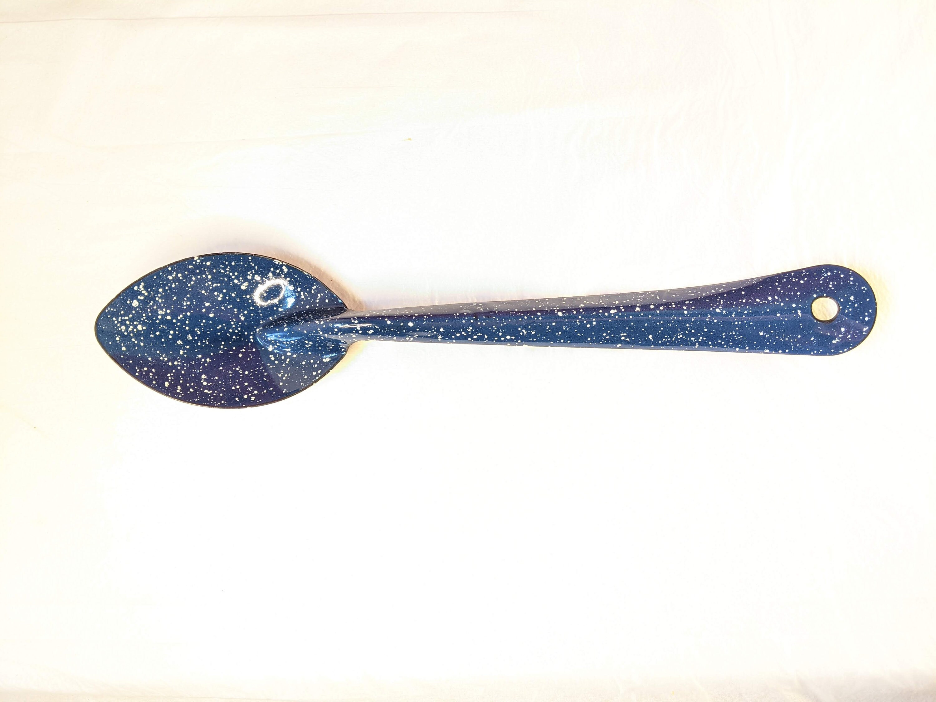 Splatter Cookware Vintage Enamel Splatterware White on Blue Enamelware Kitchen Cooking ...