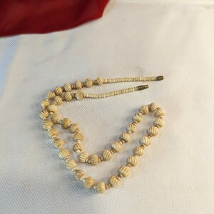Collar de 20" con cuentas de ónix o piedra talladas a mano, cierre de rosca, collar de bisutería vintage con cuentas anudadas a mano