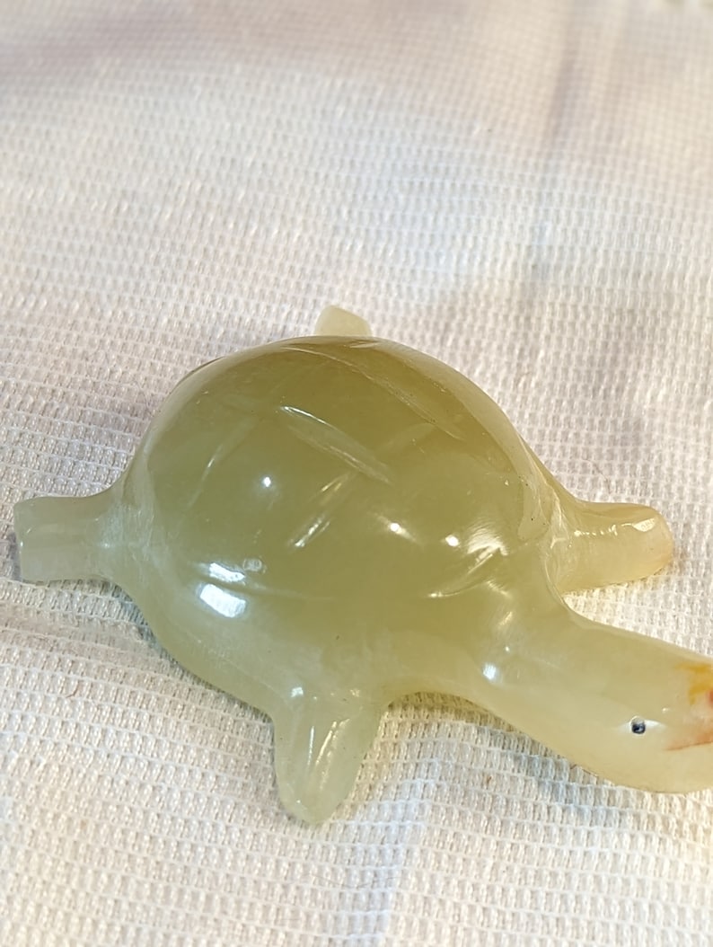 Translucent Coin Turtle Semi Translucent Hand Carved Turtle Figurine Onyx or Jadite Hand Made ...