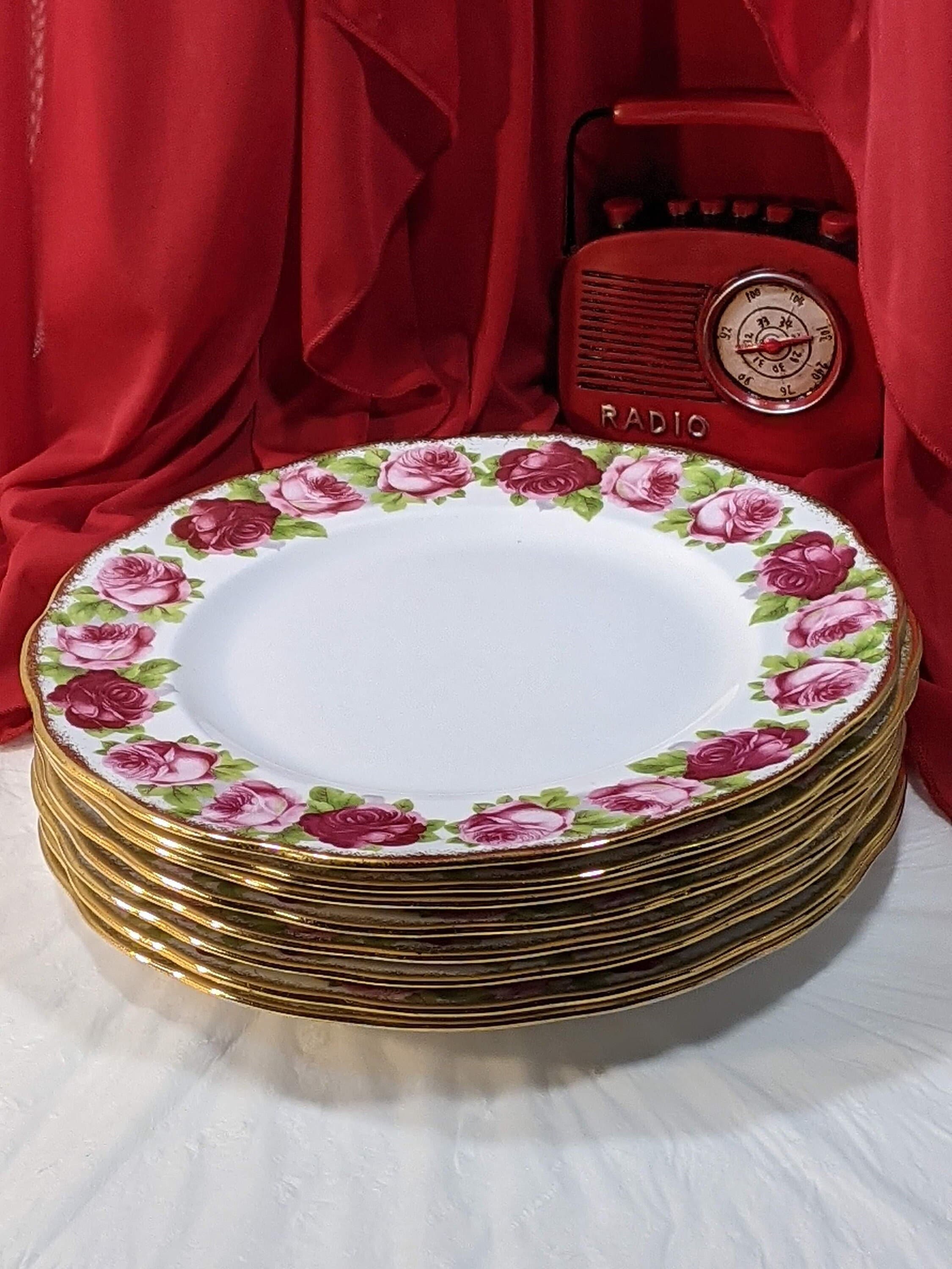 Royal Albert Old English Rose dinner plates large fine china Etsy