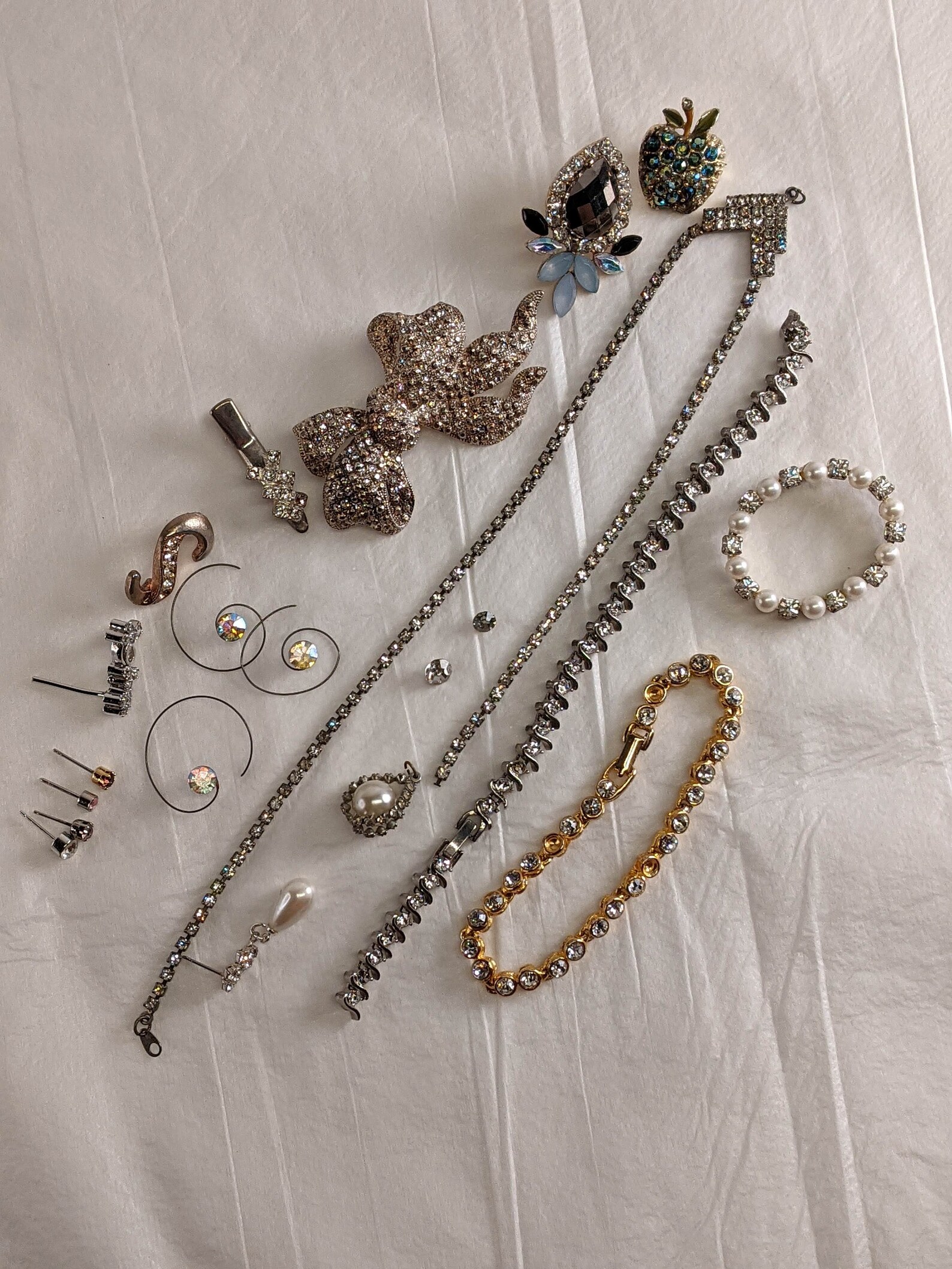Rhinestone Costume Jewelry Lot Broken Pieces for Repurposing Etsy