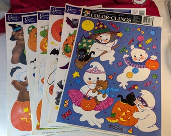 Halloween Decorations Vintage Classic Clings Reuseable Window Decor Set of 6 Sheets Color-Clings Static Cling Window Stickers