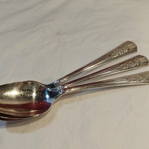 Rosalie Wm. A. Rogers Silverplate R6102 3 pieces set serving spoons 1938 Vintage Cutlery Silver Serving Spoons Replacement Flatware
