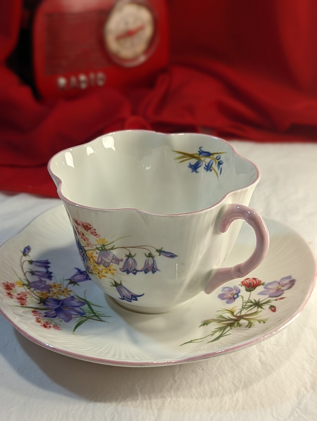 Shelley Fine Bone China Tea Cup and Saucer Set Bluebells Pink Etsy