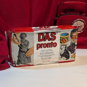 DAS Pronto Modeling Clay Italy Vintage Sealed Package 980g Block Grey Self Hardening Crafting Clay 1970&#39;s