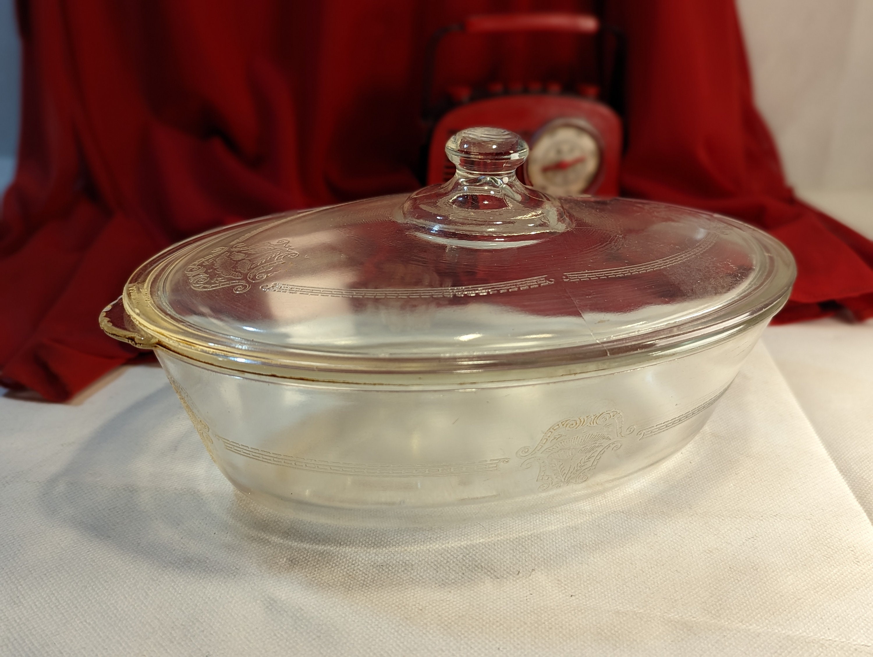 Glasbake Oval Casserole Dish With Lid 234 USA #5 Clear