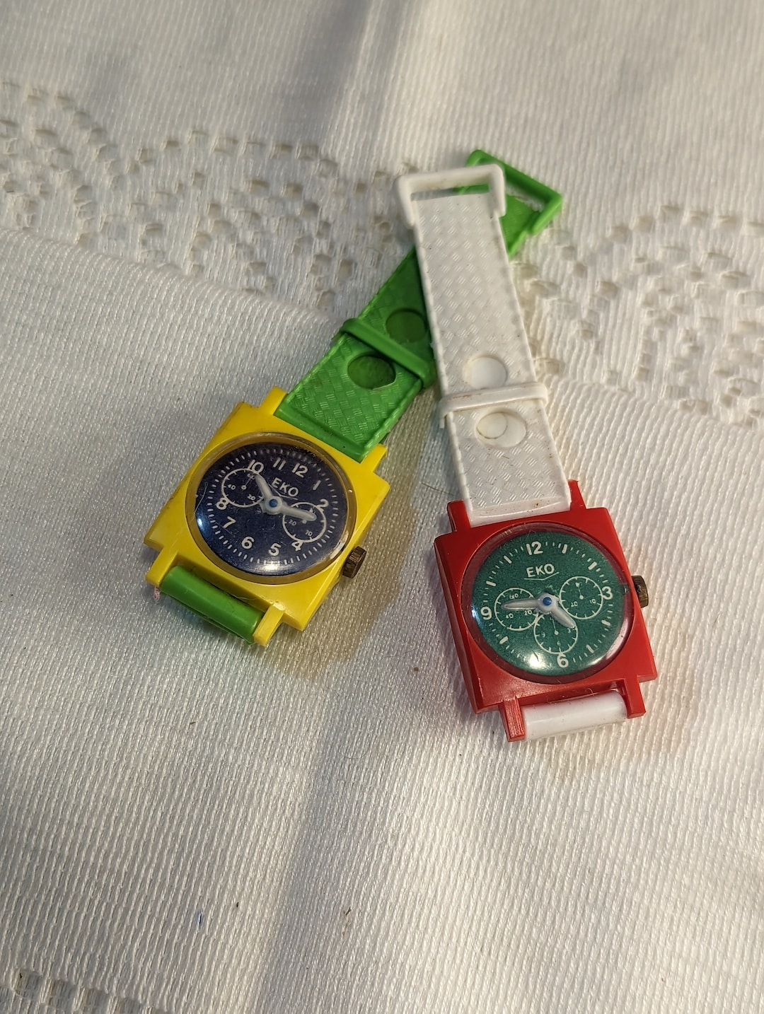 EKO Vintage Childresn Plastic Toy Watch Made in Spain New Old Stock Set