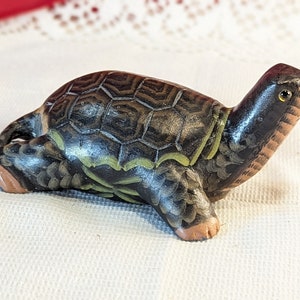 Hand Crafted and Hand Painted TUrtle or Tortoise Figurine from The Peoples Republic Of China Souvenir Turtle Figure