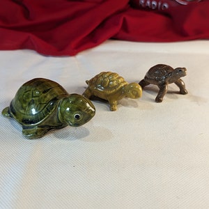 Turtle Tortoise Ceramic Figurines Random Set of Three Hand Decorated Turtle Figures Collectible Turtle Set Sea Tortoise Galapagose Tortoise