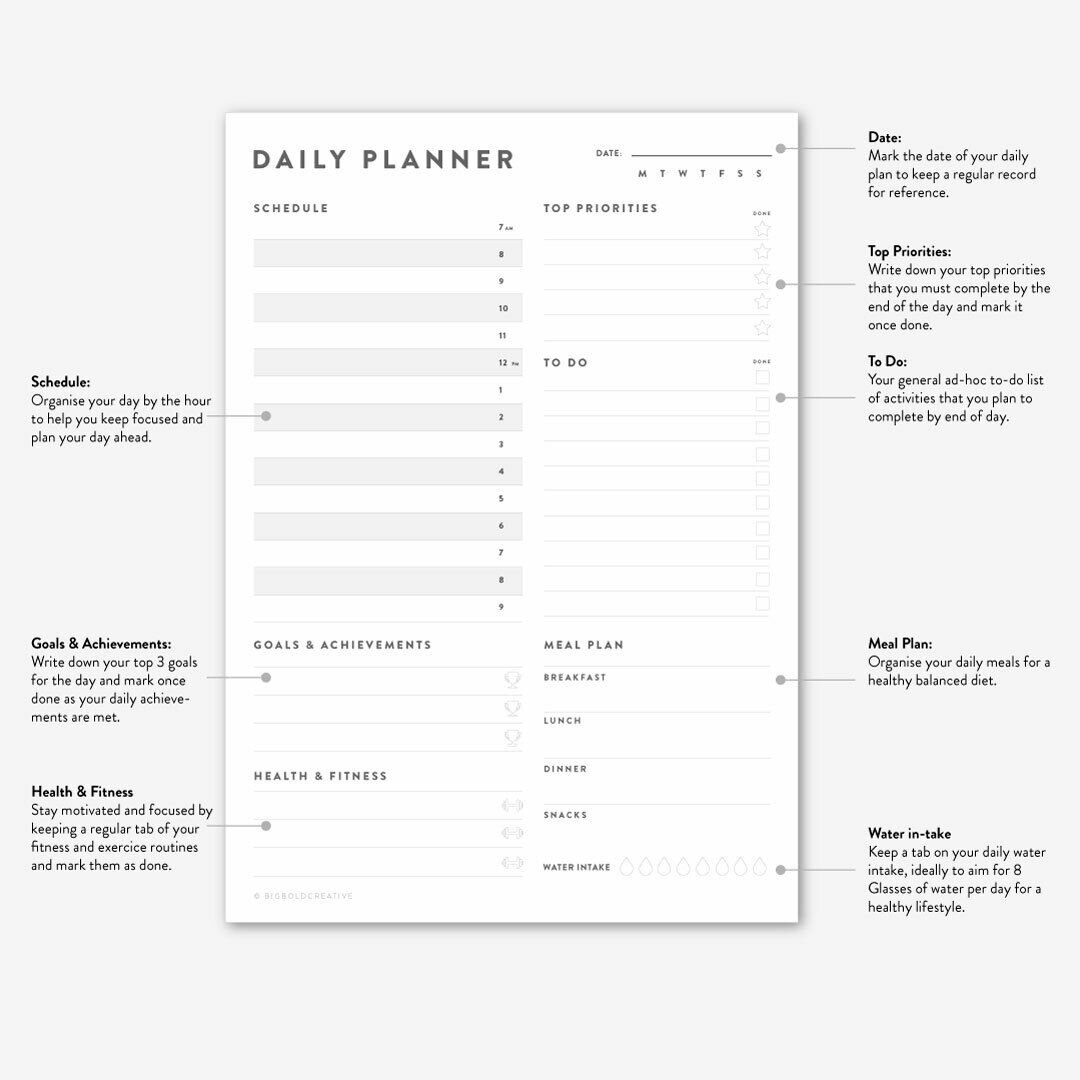 Daily Planner Pad Desk Organiser to Do List Schedule Meal Etsy