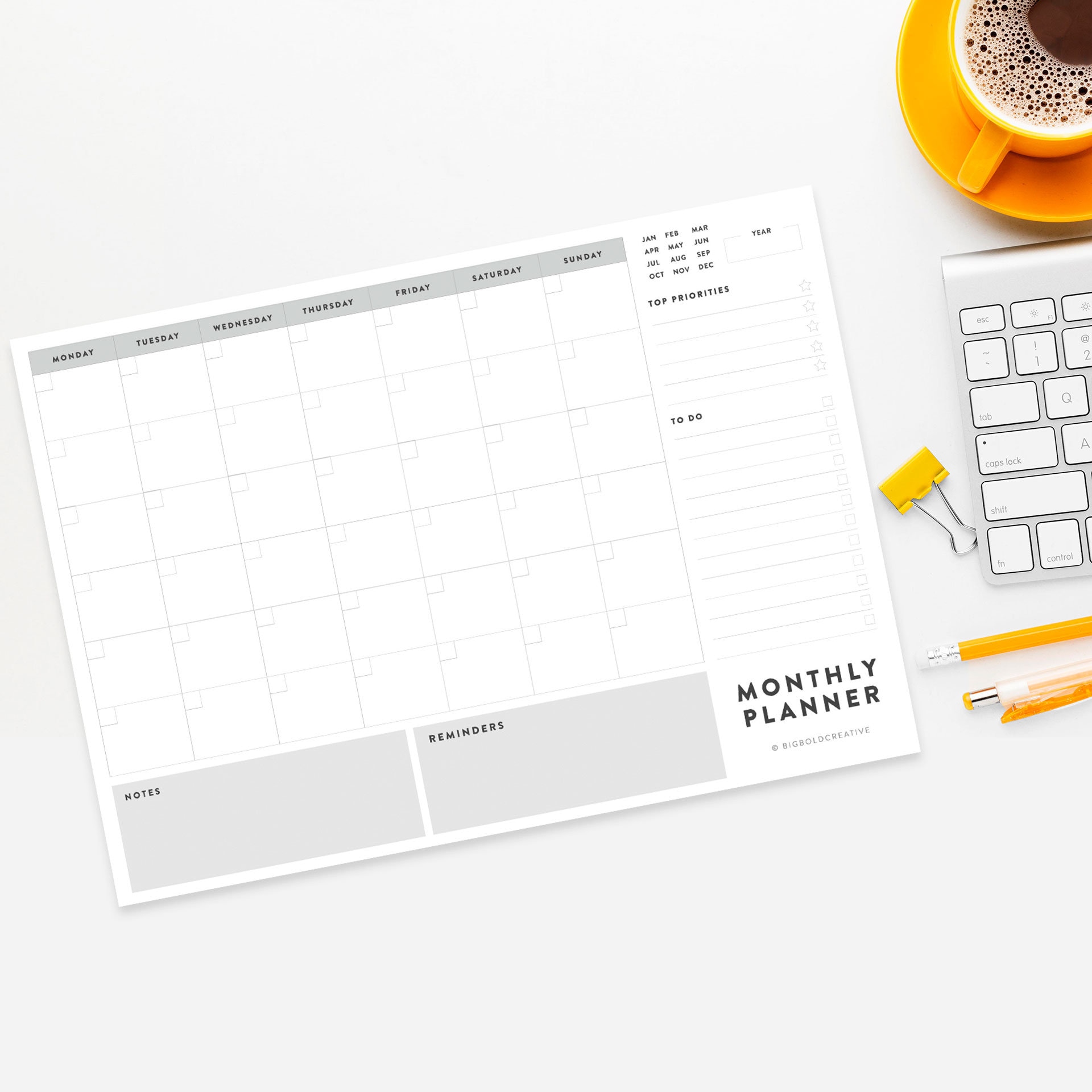A3 Monthly Planner Pad Desk Wall Organiser to Do List Schedule Calendar