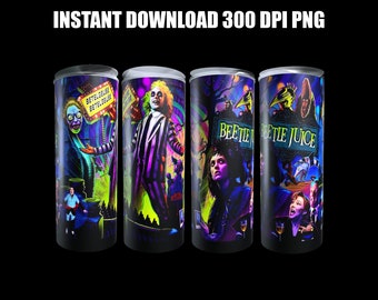 Beetle Juice Horror / Halloween Digital Download  20 oz Skinny  Tumbler Wrap Sublimation Design Sublimation PNG Designs Instant Download