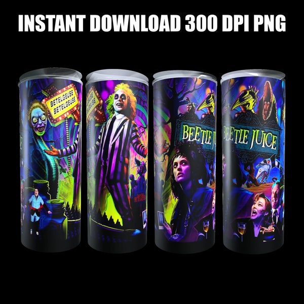 Beetle Juice Horror / Halloween Digital Download  20 oz Skinny  Tumbler Wrap Sublimation Design Sublimation PNG Designs Instant Download