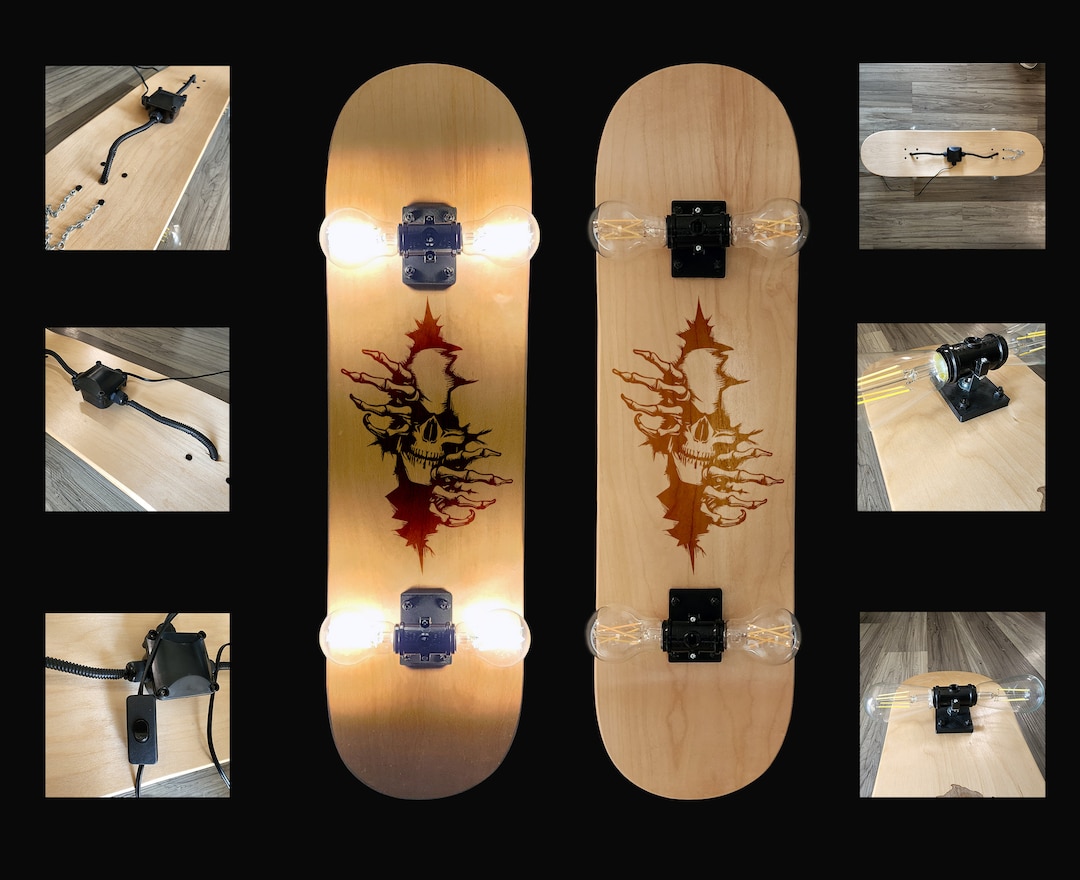 Laser Engraved Skateboard Light / Lamp With Bulbs 8.5 X 32.5 Etsy