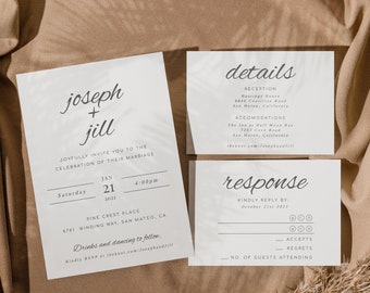 Wedding Invitation Template | Templett Wedding Invites | Wedding Invitation  Download | Simple Editable | Customizable Printable