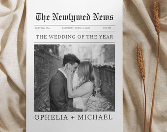 Wedding Newspaper Program Template: Editable Canva Design (Digital Download)