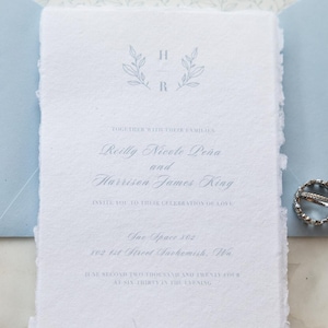 Light Blue Semi-Custom Wedding Invitation Suite Details Card Response Card Envelope Liner Stationary Envelope Addressing White Ink