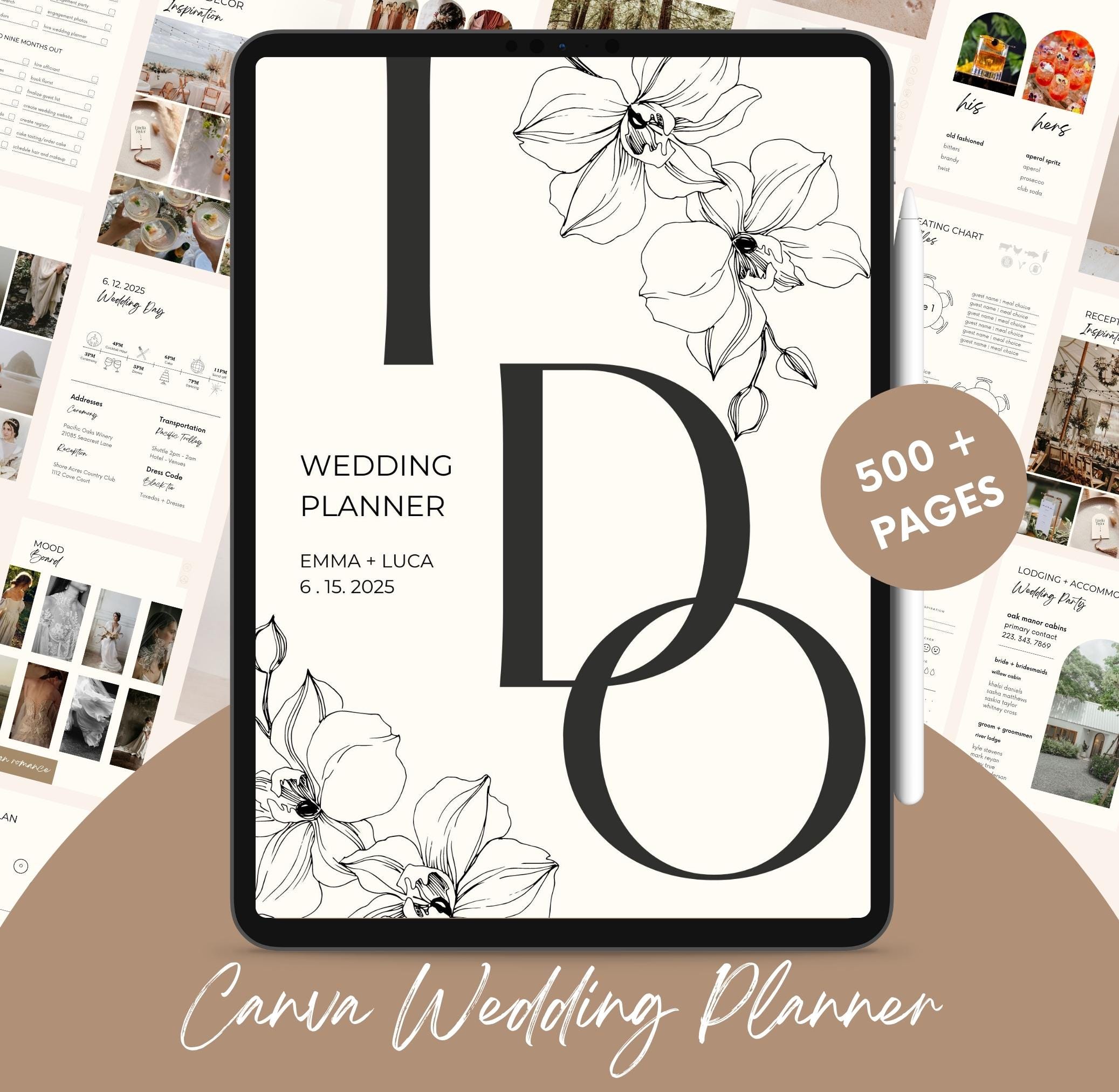 500+ pagina's canva bruiloft planner sjabloonbundel voor digitale planner download hyperlinked weddingplanner digitale bruiloft planning route