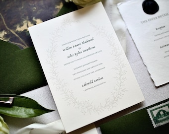 Forest Green Wedding Invitation Suite: Semi-Custom Woodland Romance