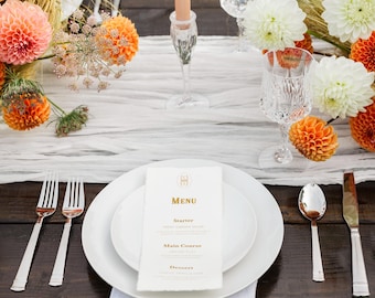Trouwmenu met versierde rand: semi-custom elegante receptiekaart