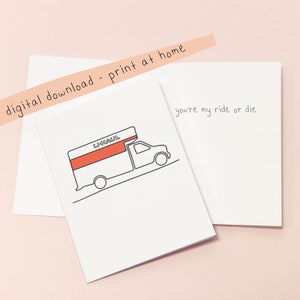 Uhaul Lesbienne, Ride or Die, LGBT+ Carte de vœux Téléchargement numérique
