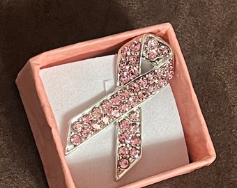 Rhinestone breast cancer pin