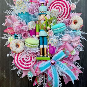 Nutcracker Christmas Wreath: Candyland Holiday Door Decor