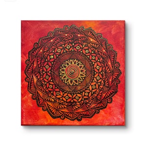 Hand-Painted Mandala Canvas Art: Original Acrylic Painting, 10x10