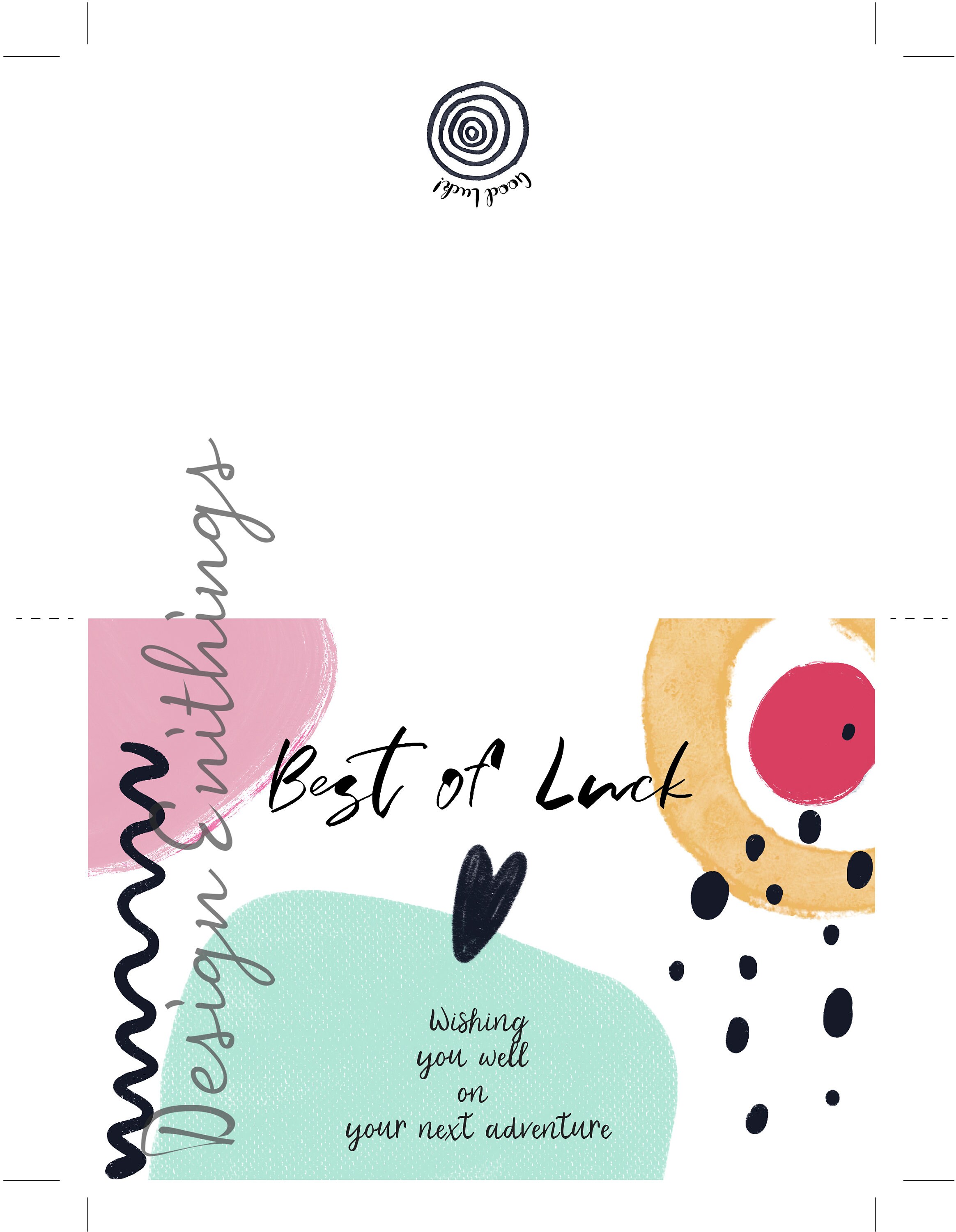 Best of Luck, Printable Card, Instant Download, Digital Good Luck Card ...