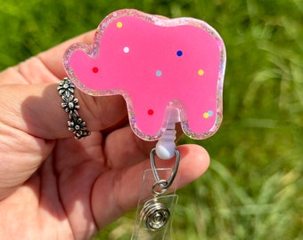 Sprinkled Animal Cracker Cookies Badge Reel | Cute Cookie Badge Reel | Elephant Animal Cookie Badge Reel | Donkey Animal Cookie | ID holder